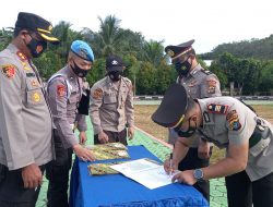 Kapolres Pimpin Sertijab 5 Perwira Basel, AKP Albert Tampubolon Jabat Kapolsek Muntok