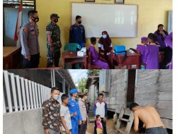 Satpolairud Basel Gelar Vaksinasi Covid-19 di SDN 2 Pongok dan Bagi 200 Karung Beras ke Warga Pesisir