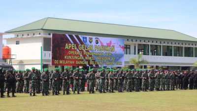 Korem 045/Gaya Gelar Apel Kunjungan Kerja Wapres RI ke Babel