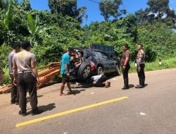 Tragis, Penumpang Minibus Tewas Usai Tabrak Dump Truk Angkut Kayu di Desa Tiram