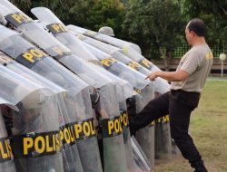 Kapolres Basel Pimpin 99 Personel Latihan Pengendalian Massa Jelang Pemilu 2024