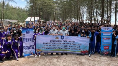 Jasa Raharja Babel Sosialisasi Tatib Administrasi Kendaraan Bermotor dan Keselamatan Berkendara kepada 500 Pelajar