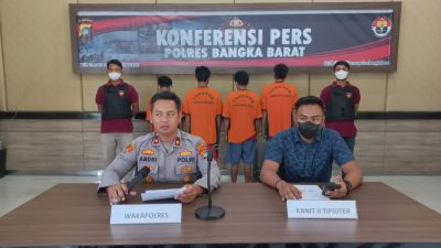Operasi Peti Menumbing Polres Babar Amankan Lima Orang Penambang