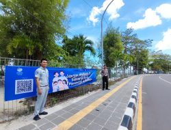Cegah Kecelakaan Saat Periode Mudik Lebaran 1444 H, Jasa Raharja Pasang Spanduk Imbauan di Belitung