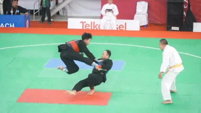 Berhasil Raih 29 Poin, Atlet Silat Babel Menang TKO Lawan Kalsel