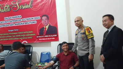 Tinjau Baksos Donor Darah HUT Satpam ke 44, Kapolda Semangati Abujapi Babel