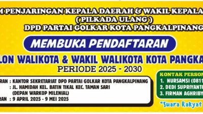 Buka Pendaftaran Bacalon Wali Kota, Partai Golkar Bakal Support Penuh Kandidat yang Punya Kapabilitas