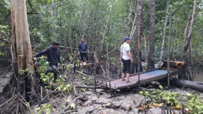 Polsek Lepar Amankan 2 Unit Mesin TI Tungau di Hutan Mangrove Desa Kumbung
