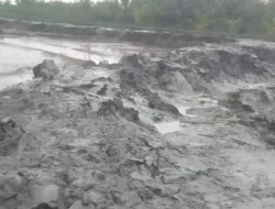 Dinding Tanggul Irigasi Rias Jebol, Areal Sawah Petani Bercampur Lumpur dan Air Asin dari Laut