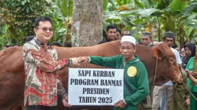 Bupati Babar Serahkan Sapi Presiden ke Desa Air Nyatoh, Warga Sambut Gembira 