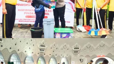 Polda Babel Gelar Baksos Religi Jelang HUT Bhayangkara Ke 79, Bersih Tempat Ibadah Hingga Beri Bantuan