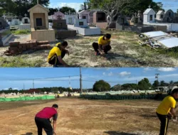 Personel Polres Basel Bersih-bersih Pemakaman Umat Islam, Kristen dan Tionghoa