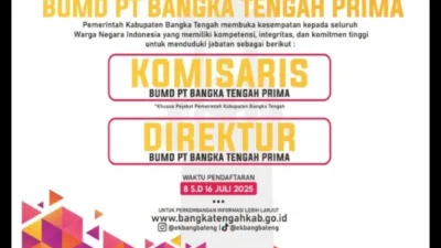 Tinggal Seminggu Lagi Pendaftaran Calon Komisaris dan Direktur BUMD PT Bangka Tengah Prima, Ini Rincian Jadwalnya