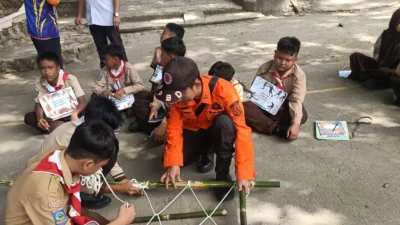Tanamkan Kesiapsiagaan Sejak Usia Dini, BPBD Bangka Latih Siswa SMP Teknik Penanggulangan Bencana
