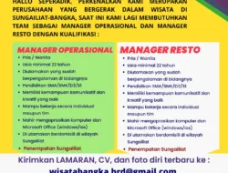 Ayo Lamar, Dibutuhkan Manager Operasional dan Manager Resto di Lokasi Wisata