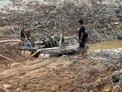 Polres Basel Tangkap MP Pemilik Tambang Ilegal di Parit 9 Toboali, 1 Unit Eksavator Diamankan