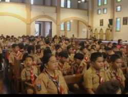 SD Theresia I Pangkalpinang Peringati Hari Pramuka dengan Rayakan Ekaristi di Gereja Katedral