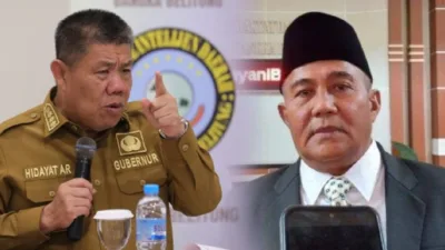 Gubernur Babel Hidayat Arsani dan Ketua Presidium Pembentukan Provinsi Babel, Muchtar Motong (Layout Tim Laspela, Foto: dok)