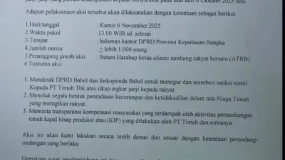 Aksi Penambang 6 November Batal, Gubernur Perintahkan Tangkap Kolektor Beli Timah Harga Murah Rp 90.000