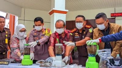 Musnahkan Barang Bukti, Kejari Bangka Blender Ganja 1,48 Kilogram dan Sabu 260,95 Gram