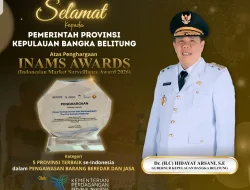 Pemprov Babel Raih INAMS Award, Bukti Keberhasilan Pengawasan Pasar di Era Gubernur Hidayat Arsani