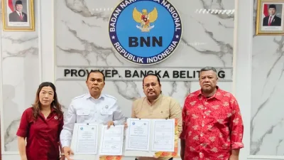 Persempit Ruang Gerak Narkoba, BNNP Babel Teken MoU dengan PWI, Apdesi, dan Karang Taruna