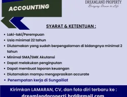 Dreamland Property Buka Lowong untuk Posisi Accounting