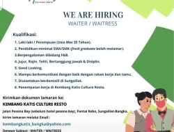 Kembang Katis Culture Resto Buka Lowongan untuk Waiter dan Waitress