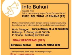 Alasan Cuaca Kapal Expres Bahari Tiga Hari Tidak Beroperasi, Sejak Jumat Hingga Minggu, 22 Maret 2026