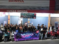 Vario Night Ride Belitung Semarakkan Malam Tanjungpandan, Puluhan Bikers Honda Konvoi Keliling Kota