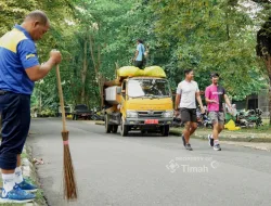 Gotong Royong Jumat Bersih di Taman Sari Sungailiat, Langkah PT TIMAH Wujudkan Ruang Publik yang Sehat