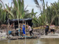 Tim Gabungan Kembali Tertibkan Tambang Ilegal di DAS Desa Jada Bahrin, Sejumlah Ponton Dipasang Police Line